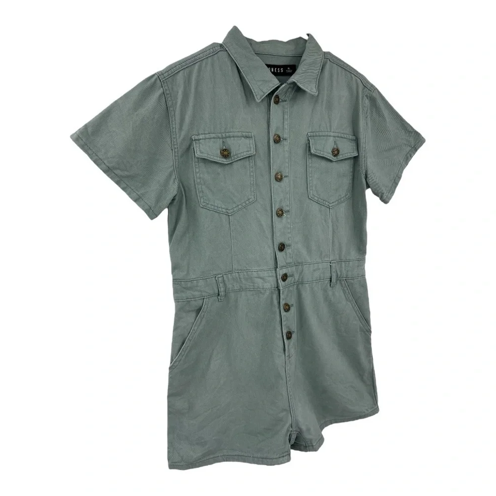 NEW Lioness Women Khaki Romper Green Short Sleeve XL